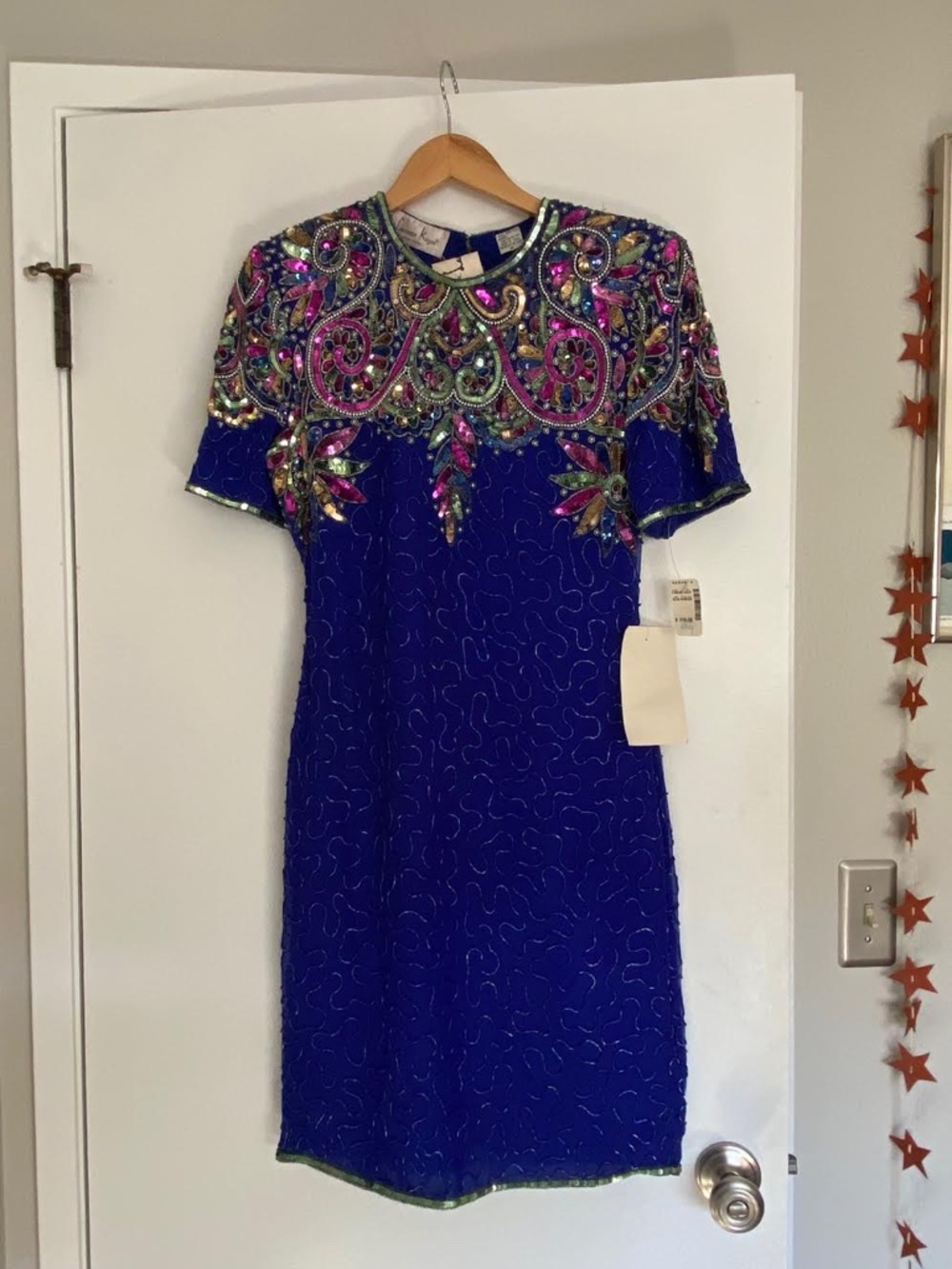 Lawrence Kazar 80's Vintage Beaded Mini Dress - Size M